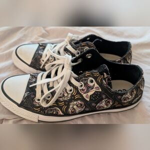 Converse Chucks Sugar Skull Cats Day Of The Dead Women's Size 7